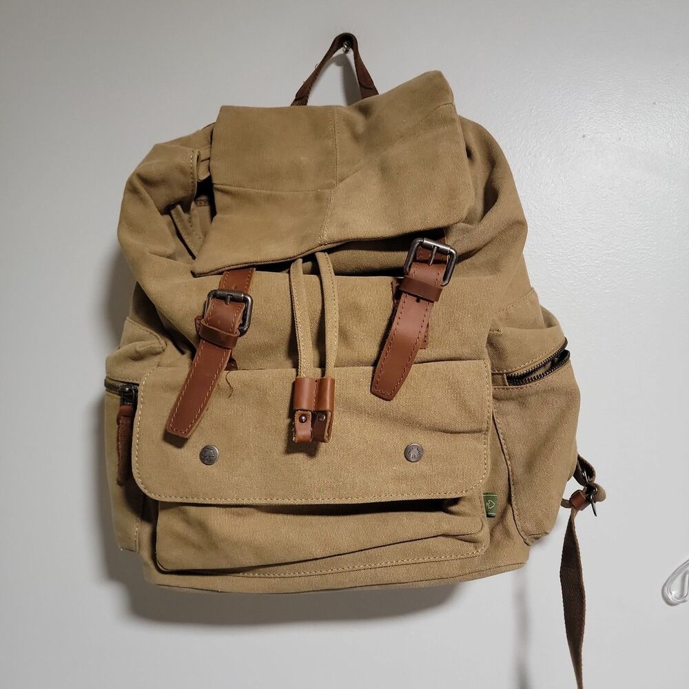TSD BRAND Canvas Backpack Laptop Rucksack Travel Hiking Vintage School Bookbag
